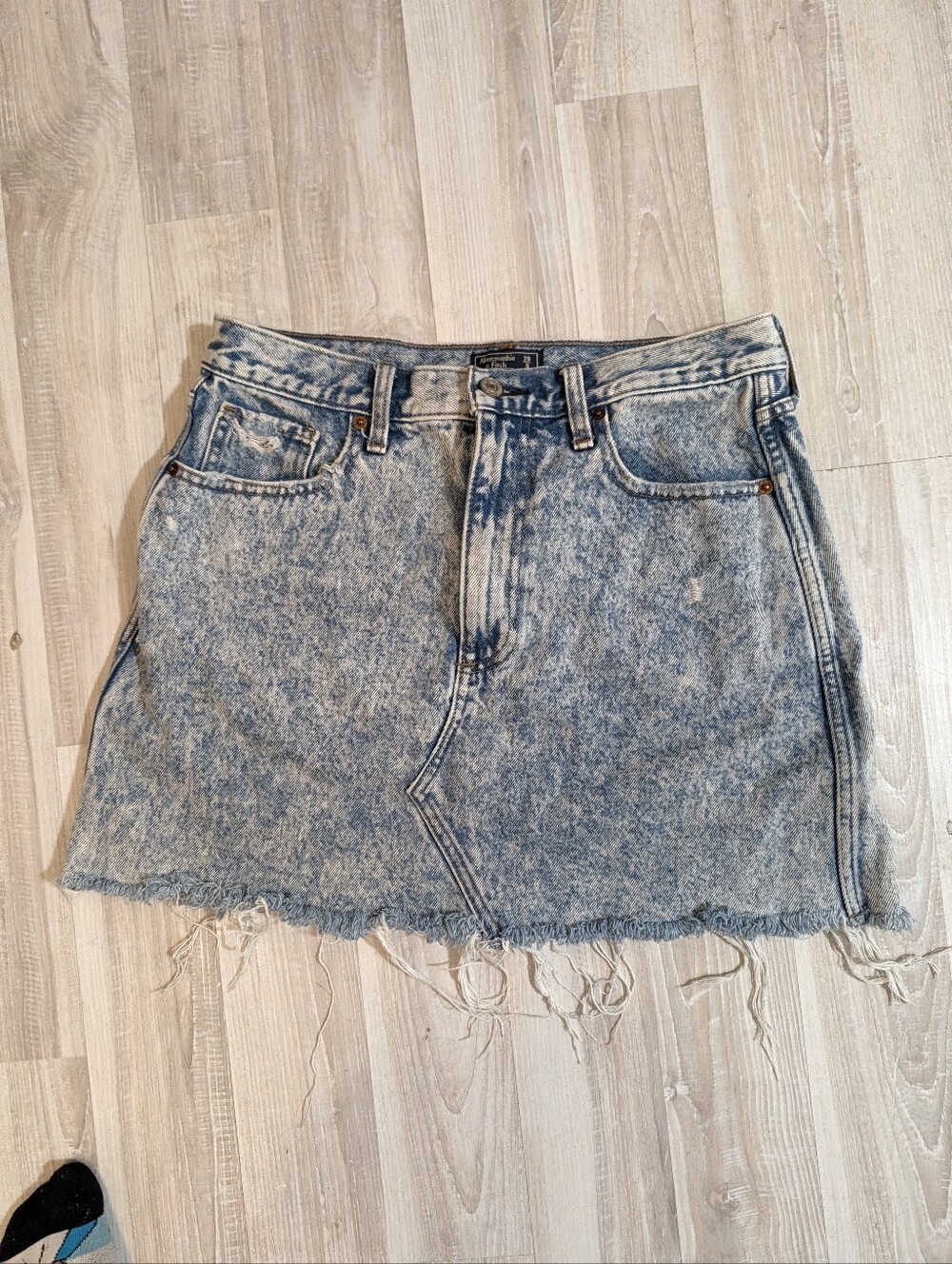 Abercrombie & Fitch Acid Wash Denim Mini Skirt - Light Blue